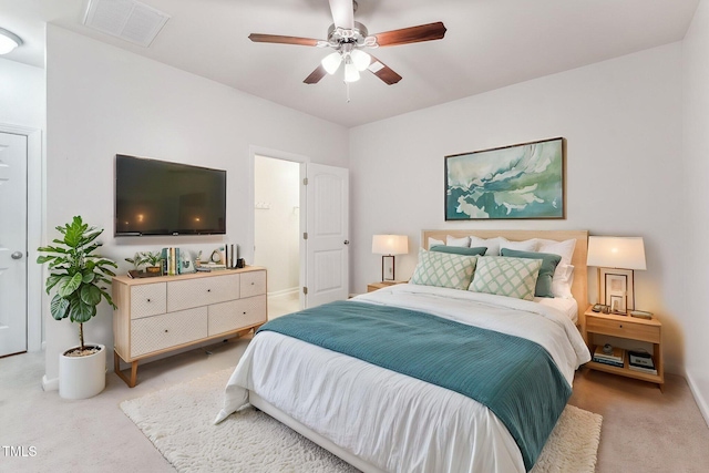 2027 Hayes Ln, Holly Springs, NC 27540 - bedroom featuring light carpet, ceiling fan, and baseboards