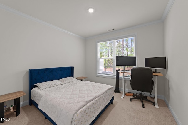 2211 Cherry Top Dr, Fuquay Varina, NC 27526 - bedroom featuring crown molding, carpet flooring, and visible vents