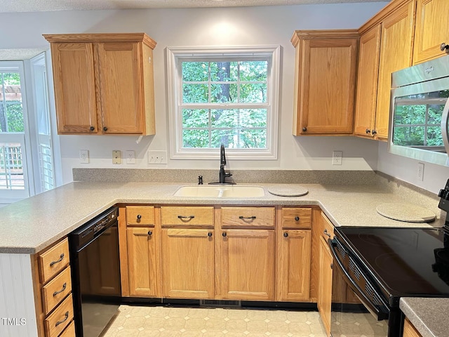 109 Elmview Dr, Cary, NC 27519 - kitchen with black appliances, a sink, and healthy amount of natural light