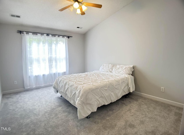 109 Elmview Dr, Cary, NC 27519 - carpeted bedroom with lofted ceiling, baseboards, a textured ceiling, and ceiling fan