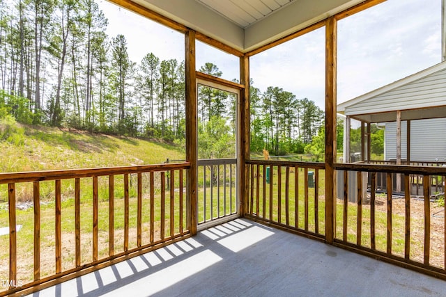 view of unfurnished sunroom