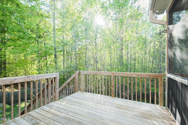 deck with a forest view