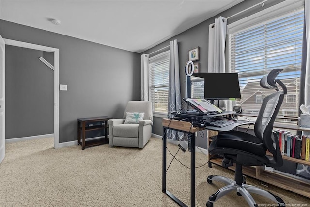 office featuring carpet flooring and baseboards