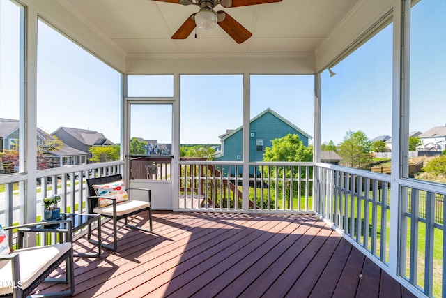 240 Liberty Star Rd, Wendell, NC 27591 - sunroom featuring ceiling fan and a residential view