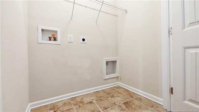 1221 Piping Plover Ct, Fayetteville, NC 28306 - laundry room with hookup for an electric dryer, washer hookup, baseboards, and light tile patterned floors