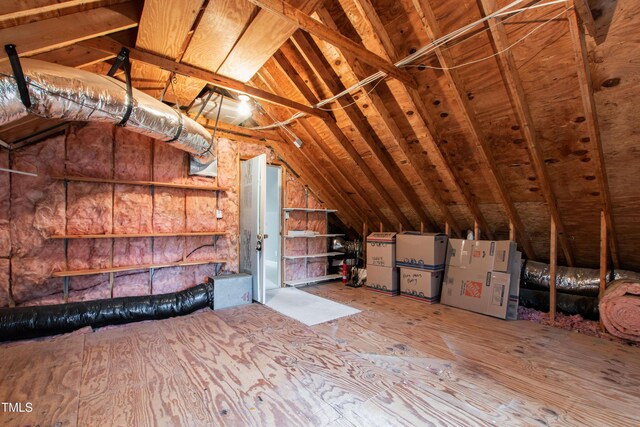 view of unfinished attic