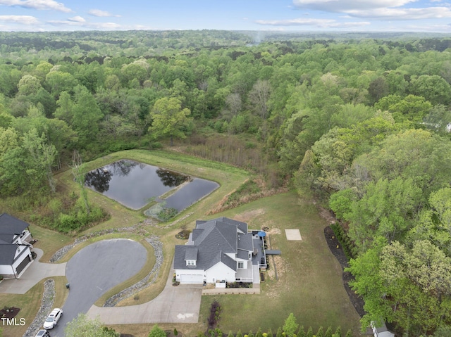 6024 Lunenburg Dr, Raleigh, NC 27603 - drone / aerial view featuring a view of trees and a water view
