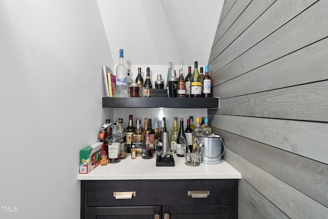6024 Lunenburg Dr, Raleigh, NC 27603 - bar featuring a bar and wooden walls