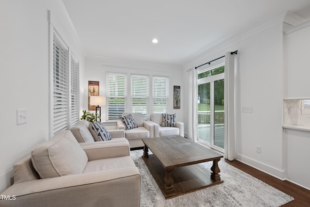 6024 Lunenburg Dr, Raleigh, NC 27603 - living room with recessed lighting, dark wood finished floors, and baseboards