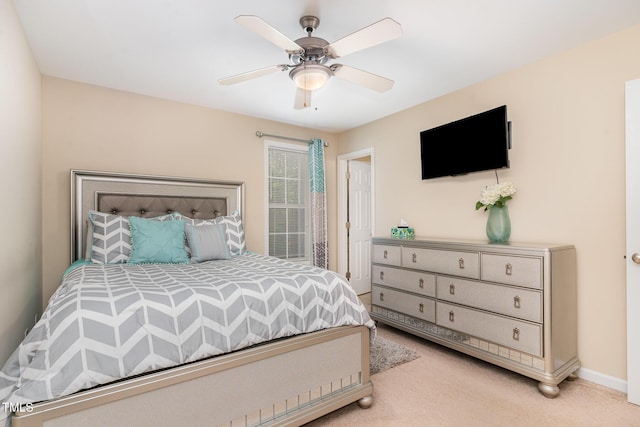 2112 Ballston Pl, Knightdale, NC 27545 - bedroom featuring a ceiling fan, baseboards, and light colored carpet