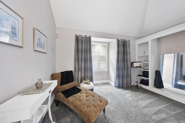 6212 Trevor Ct, Raleigh, NC 27613 - sitting room featuring carpet floors, baseboards, and lofted ceiling