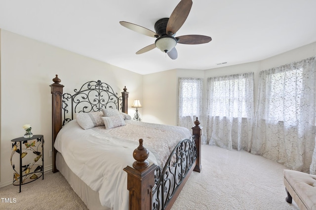 6212 Trevor Ct, Raleigh, NC 27613 - bedroom featuring visible vents, light colored carpet, and ceiling fan