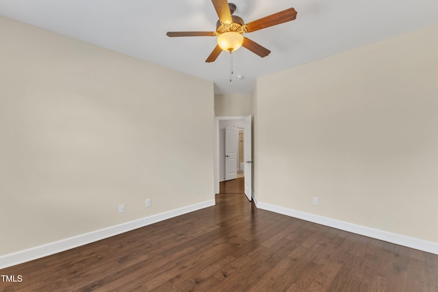 644 Angelica Cir, Cary, NC 27518 - unfurnished room featuring baseboards, dark wood-style flooring, and ceiling fan