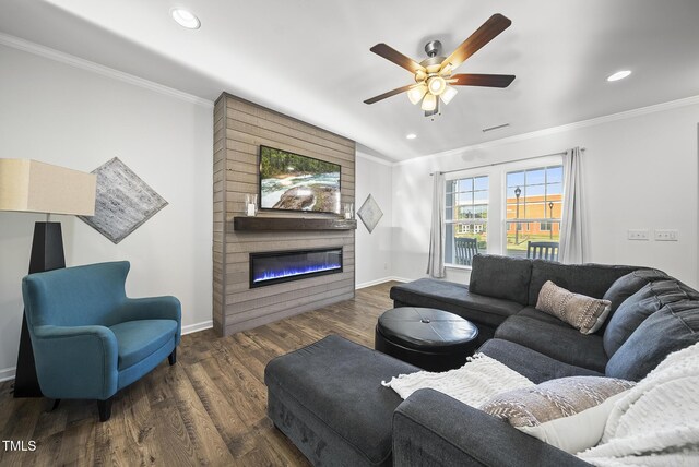 6511 Academic Ave, Raleigh, NC 27616 - living room featuring baseboards, crown molding, and recessed lighting