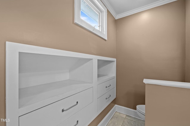 109 N Hassel St, Hillsborough, NC 27278 - bathroom featuring ornamental molding and toilet