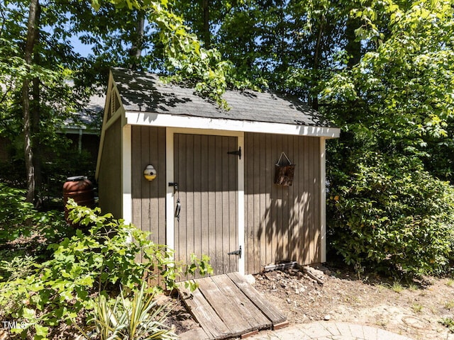 view of shed