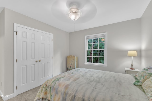 1311 Theodore Ln, Durham, NC 27703 - bedroom featuring carpet, a closet, baseboards, and a ceiling fan