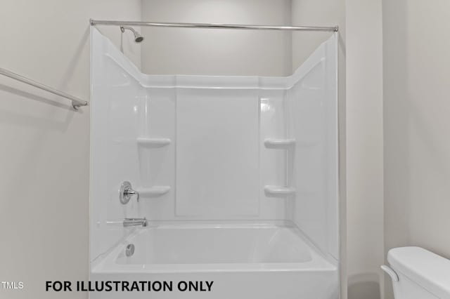 bathroom featuring walk in shower and toilet