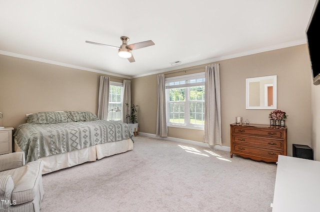 45 Leighann Ct S, Timberlake, NC 27583 - bedroom with baseboards, carpet flooring, ornamental molding, and ceiling fan