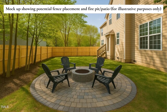 1602 Eagle Lodge Ln, Durham, NC 27703 - view of patio with a fire pit