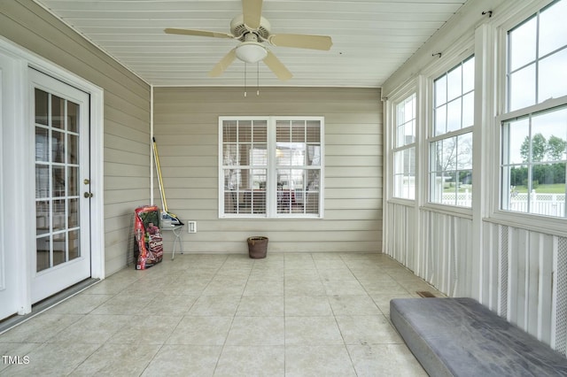 1454 Spring Pond Rd, Nashville, NC 27856 - unfurnished sunroom featuring a ceiling fan