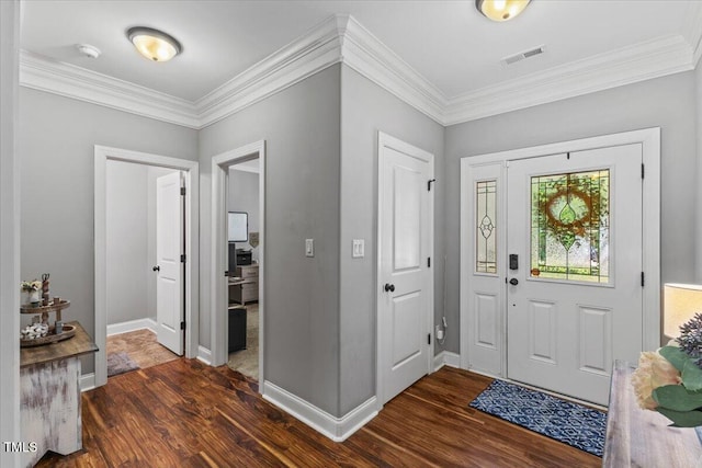 205 Sacred Fire Rd, Louisburg, NC 27549 - foyer featuring dark wood-style floors, baseboards, and ornamental molding
