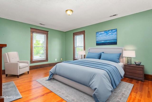 104 E Wilson St, Mebane, NC 27302 - bedroom with multiple windows, baseboards, and wood finished floors