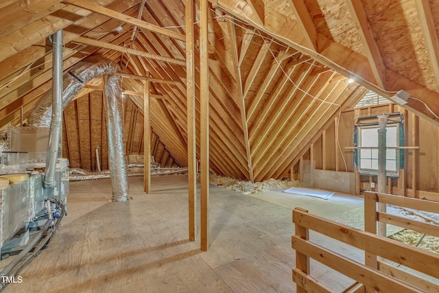 view of unfinished attic