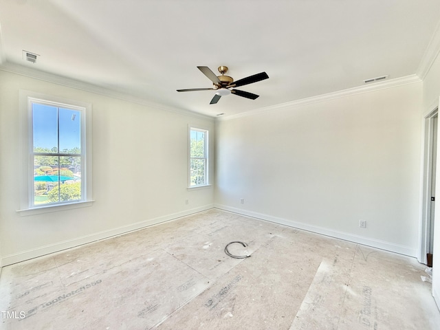 3817 Coach Lantern Ave, Wake Forest, NC 27587 - empty room with ornamental molding and ceiling fan