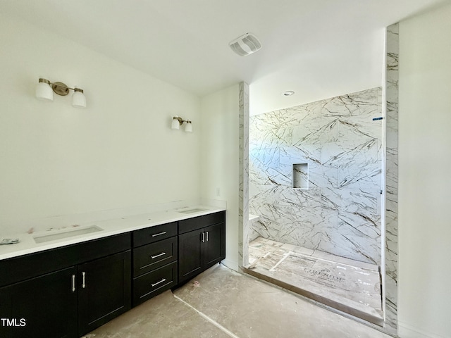 3817 Coach Lantern Ave, Wake Forest, NC 27587 - full bathroom with a marble finish shower and double vanity