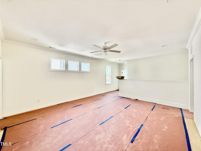 3817 Coach Lantern Ave, Wake Forest, NC 27587 - empty room featuring crown molding, plenty of natural light, and a ceiling fan