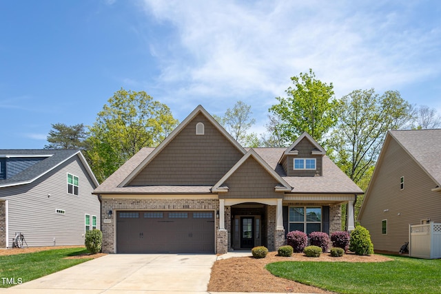 1007 Fairhaven Dr, Mebane, NC 27302 - craftsman-style home featuring an attached garage, a shingled roof, a front lawn, and driveway