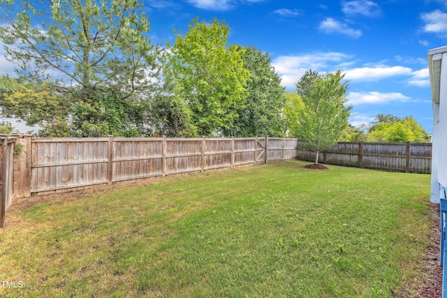 view of yard featuring a fenced backyard