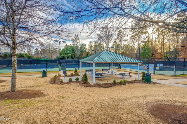 10603 Friendly Neighbor Ln, Raleigh, NC 27614 - view of community with a tennis court and a gazebo