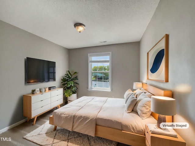 10 Sandy Bluff Ct, Durham, NC 27703 - bedroom featuring carpet floors, a textured ceiling, visible vents, and baseboards