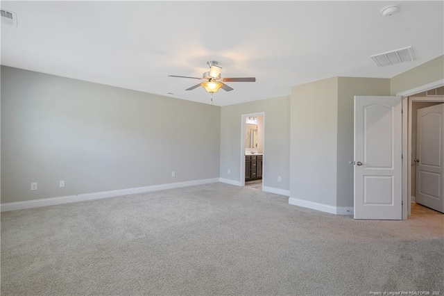 99 Wildlife Bridge Ct, Spring Lake, NC 28390 - unfurnished bedroom with baseboards, a ceiling fan, light colored carpet, and visible vents