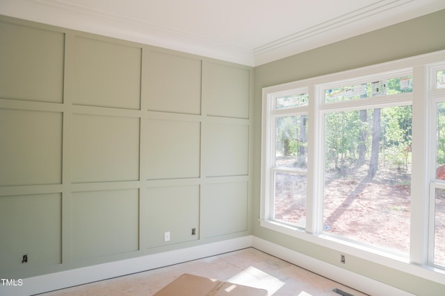7301 Wexford Woods Ln, Wake Forest, NC 27587 - unfurnished dining area featuring ornamental molding and baseboards