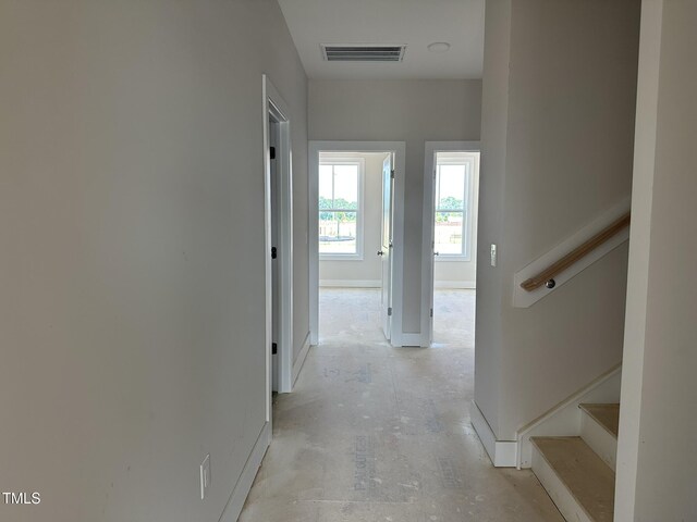 3022 White Rail Dr, Fuquay Varina, NC 27526 - corridor with stairway and baseboards