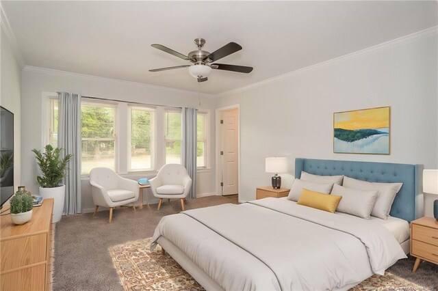 1016 Martindale Dr, Fayetteville, NC 28304 - bedroom with carpet floors, ceiling fan, and crown molding
