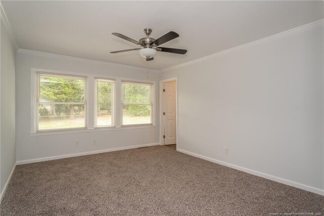 1016 Martindale Dr, Fayetteville, NC 28304 - carpeted spare room with a ceiling fan, baseboards, and crown molding