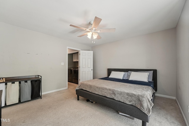 2028 Ruddy Rd, Raleigh, NC 27616 - bedroom featuring ceiling fan, washer / dryer, baseboards, and carpet floors