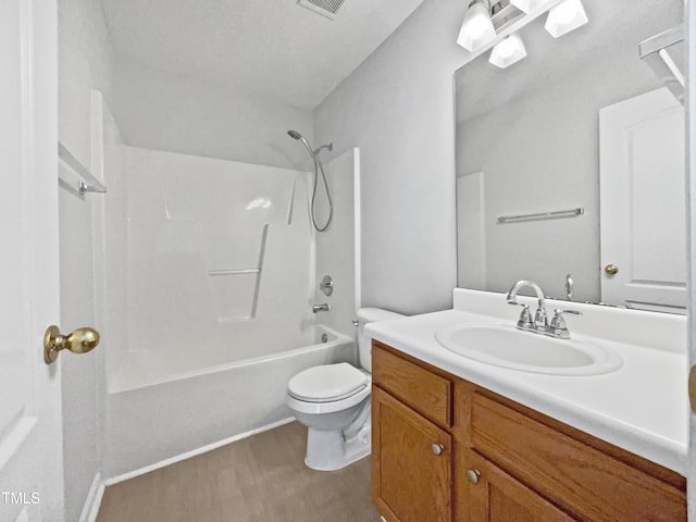 107 Kinship Ln, Apex, NC 27502 - full bathroom with tub / shower combination, visible vents, toilet, and vanity