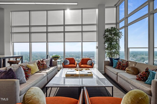 110 N Corcoran St Unit 2101, Durham, NC 27701 - living room featuring a high ceiling