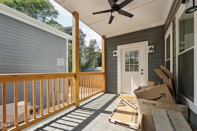 deck featuring a ceiling fan