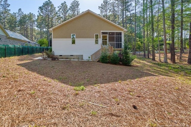 45 Martin Dr, Whispering Pines, NC 28327 - back of property featuring a sunroom and crawl space