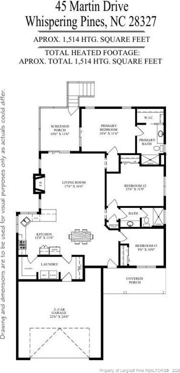 45 Martin Dr, Whispering Pines, NC 28327 - view of property floor plan