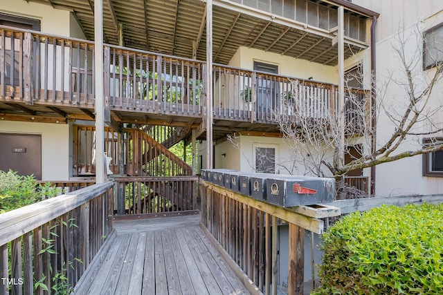 wooden deck with stairway