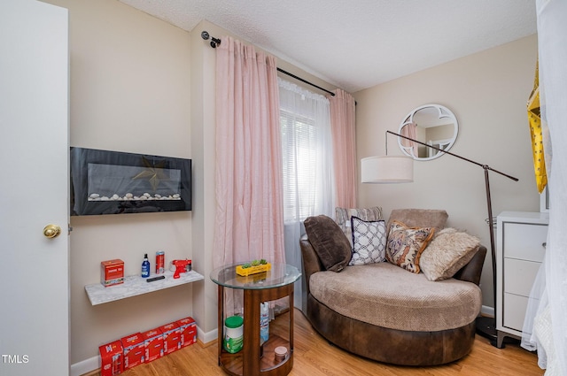 sitting room featuring baseboards and wood finished floors