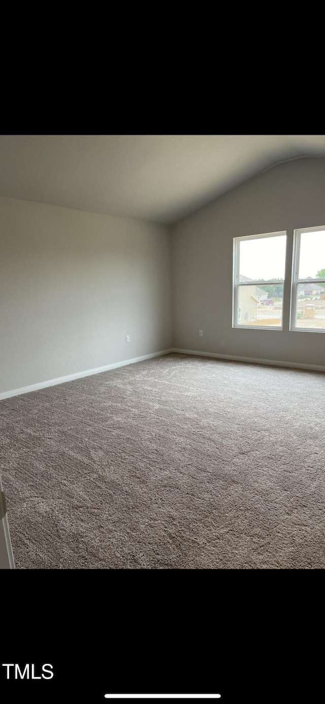 227 Lillian Ct, Roxboro, NC 27573 - empty room with baseboards, carpet floors, and lofted ceiling