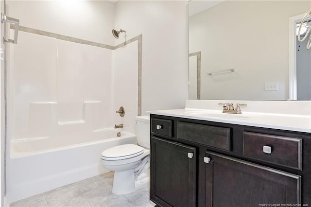 234 Hugh Shelton Loop, Fayetteville, NC 28301 - bathroom with toilet, vanity, tub / shower combination, and tile patterned floors
